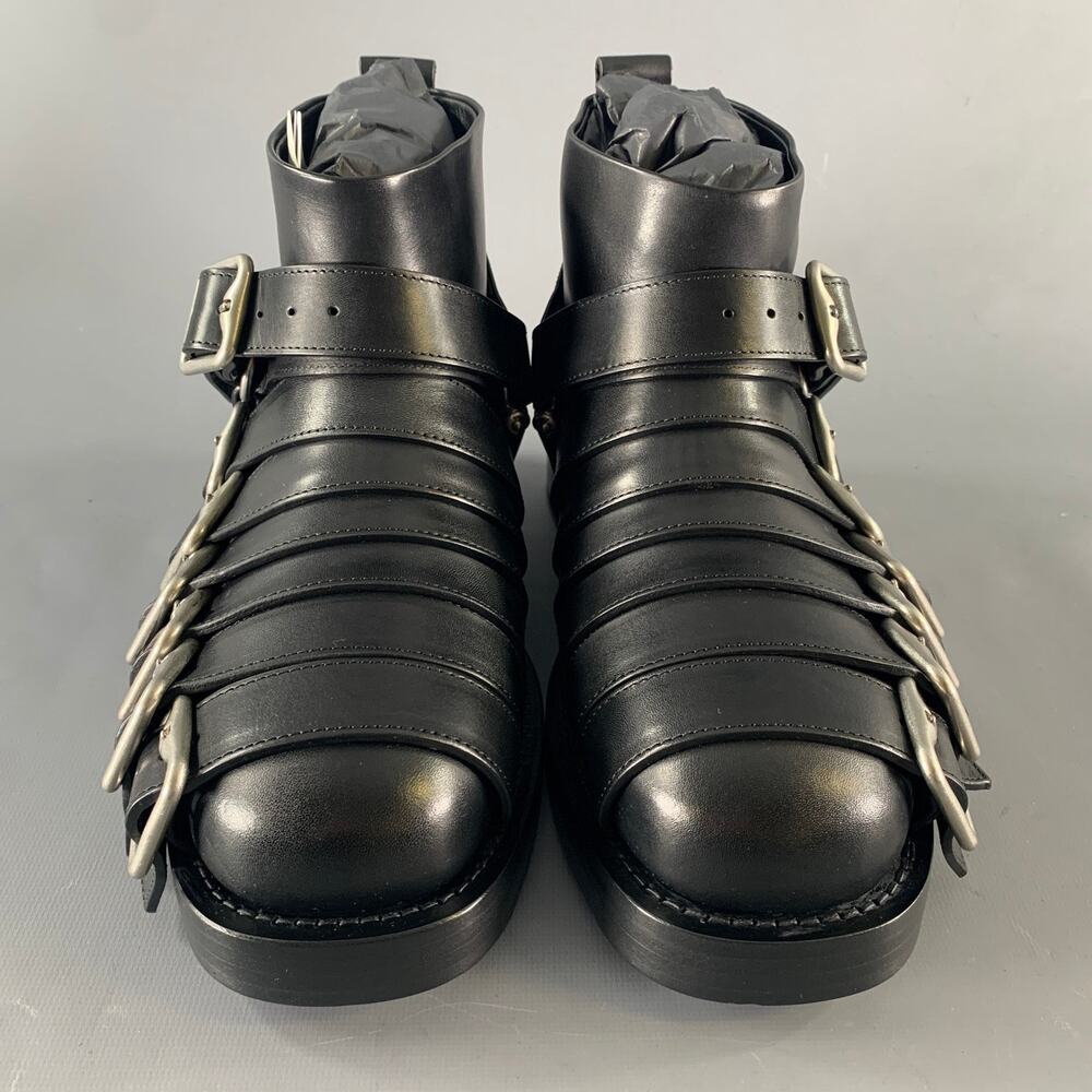 BURBERRY Size 7 Black Leather Pull On Boots - Picture 4 of 9